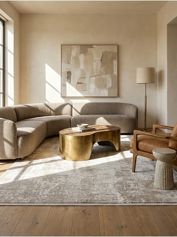 KADIMA DESIGN Kurzflorteppich Vintage robust pflegeleicht Wohnzimmer Flur in Beige