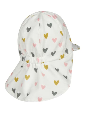 Sterntaler Schirmmütze mit Nackenschutz Herzen in weiß
