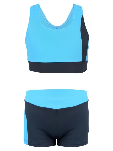 Aquarti Mädchen Sport Bikini - Racerback Bustier & Badehose in grau/hellblau