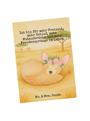 Mr. & Mrs. Panda Postkarte Wüstenfuchs Blumen Design mit Spruch in Weiß