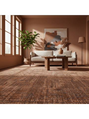 KADIMA DESIGN Teppich Kurzflor Unicolor Chenille Baumwolle Innen in Kupfer