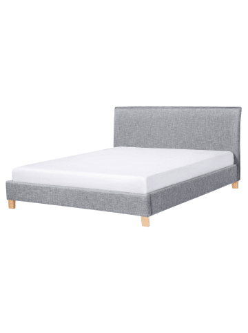 Beliani 2-tlg Doppelbett SENNEZ in Grau/Braun