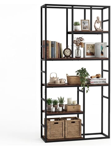 COSTWAY 5-stufiges Bücherregal 90 x 30 x 180 cm in Braun