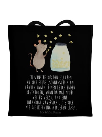 Mr. & Mrs. Panda Einkaufstasche Maus Sterne mit Spruch in Schwarz