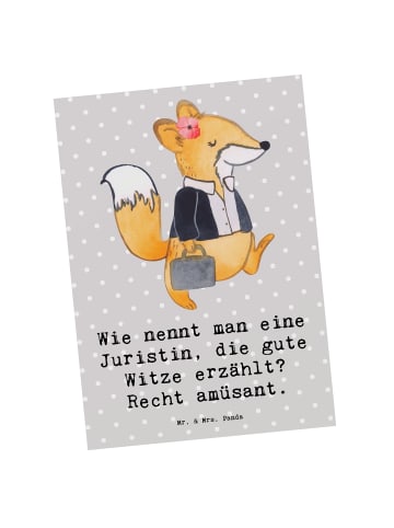 Mr. & Mrs. Panda Postkarte Juristin Humor mit Spruch in Grau Pastell