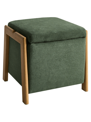 Beliani Pouf EDLAND in Grün/Braun - (W) 45 x (H) 44 x (L) 43 cm