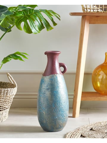 Beliani Dekovase VELIA in Blau/Braun - (W) 20 x (H) 50 x (L) 20 cm