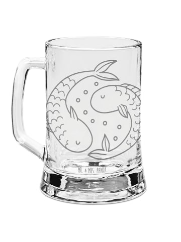 Mr. & Mrs. Panda Gravur Bierkrug Sternzeichen Fische ohne Spruch in Transparent