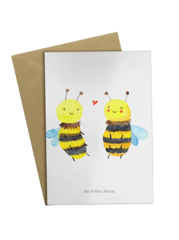 Mr. & Mrs. Panda neujahrskarte Biene Verliebt ohne Spruch in Weiß