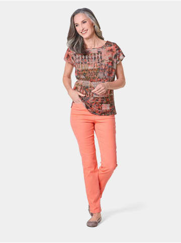 GOLDNER Bluse in papaya / gemustert