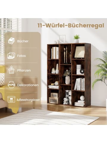 COSTWAY Bücherregal mit 11 Fächern in Braun