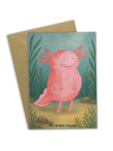 Mr. & Mrs. Panda neujahrskarte Axolotl Glücklich Design ohne Spruch in Weiß