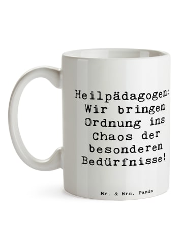 Mr. & Mrs. Panda Tasse Spruch Heilpädagogin Chaosordnung mit Spruch in Weiß