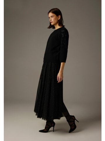 More & More eleganter Strickpullover Pailletten-Applikation in black