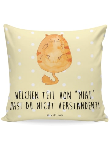 Mr. & Mrs. Panda 40x40 Kissen Katze Mittelfinger mit Spruch in Gelb Pastell