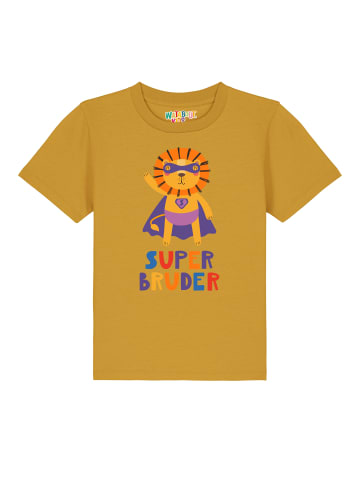 wat? Apparel T-Shirt Löwe Superbruder in Ocker