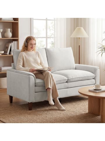 HOMCOM Zweisitzer Sofa-146L x 84B x 95H cm-Cremeweiß