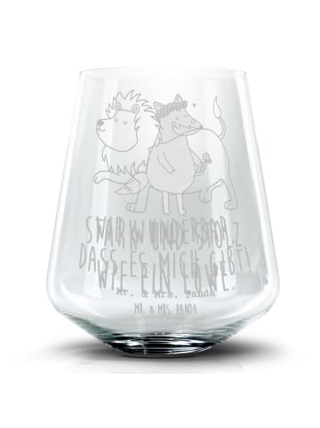 Mr. & Mrs. Panda Blümchentail Glas Sternzeichen Löwe mit Spruch in Transparent