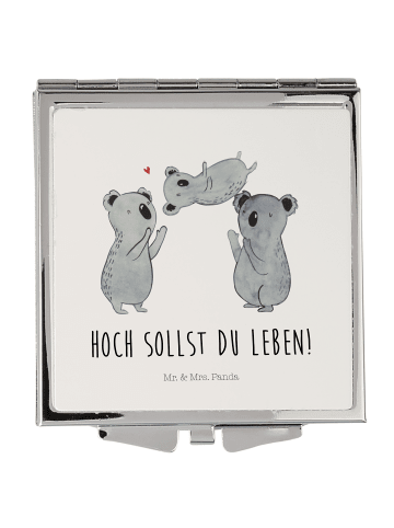 Mr. & Mrs. Panda Kosmetikspiegel Koalas Feiern mit Spruch in Weiß