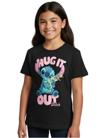 Lilo & Stitch Disney Lilo & Stitch T-Shirt Hug it out Oberteil Shirt kurzärmlig in schwarz
