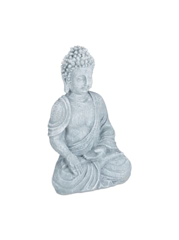 relaxdays Buddha Figur in Hellgrau - (H)40 cm