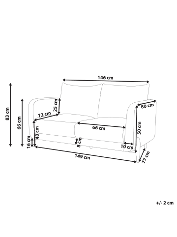 Beliani 2-Sitzer Sofa GIMO in Weiß/Braun - (W) 149 x (H) 83 x (L) 80 cm