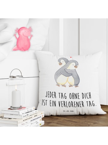 Mr. & Mrs. Panda sitzkissen Pinguine Kuscheln mit Spruch in Weiß