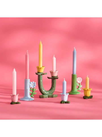IB Laursen Kerzenhalter BLUME Gelb Blau Rosa Blume für 1 Kerze 3er Set