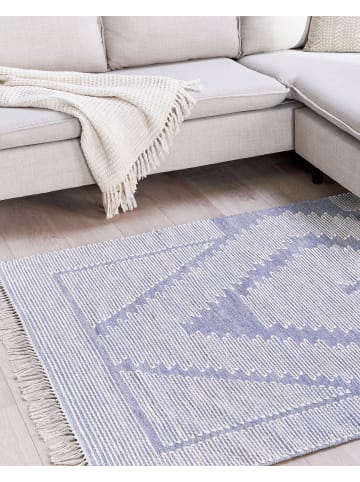 Beliani Kurzflor ANSAR in Blau/Weiß - (W) 140 x (L) 200 cm