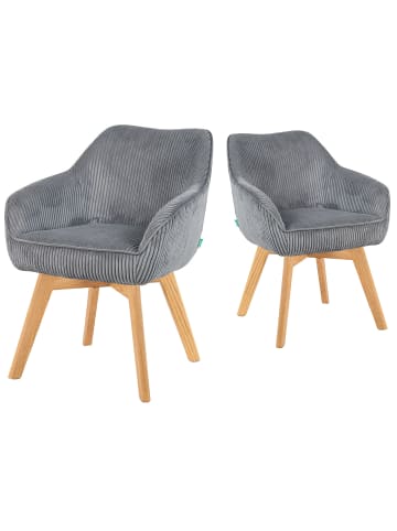 DUBI Möbel 2er-Set: Drehstuhl Mika-Jara in Grau - (B)60 x (H)82 x  (T)61 cm