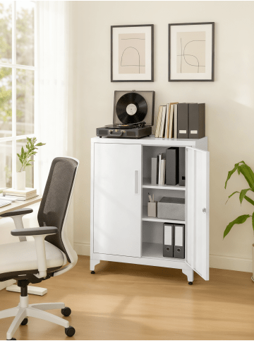 SONGMICS Aktenschrank Berend in Weiß - (B)80 x (H)90 x (T)40 cm