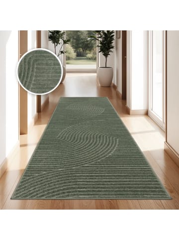 KADIMA DESIGN Teppich Kurzflor Struktur Wohnzimmer in Grün
