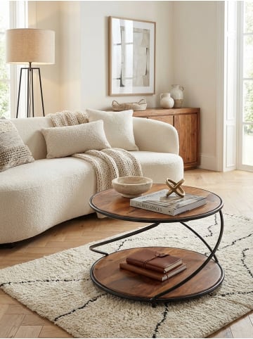 KADIMA DESIGN Couchtisch aus Sheesham Massivholz und Edelstahl, 2 Ablageflächen