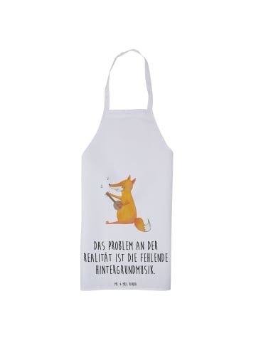 Mr. & Mrs. Panda Schürze Fuchs Gitarre mit Spruch in Weiß