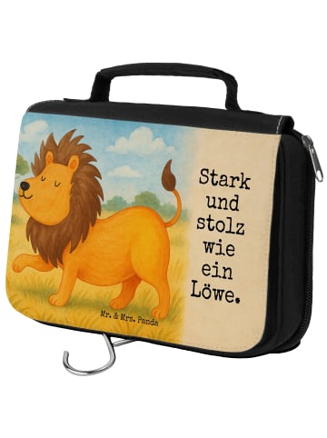 Mr. & Mrs. Panda Kulturtasche Sternzeichen Löwe Design mit Spruch in Weiß