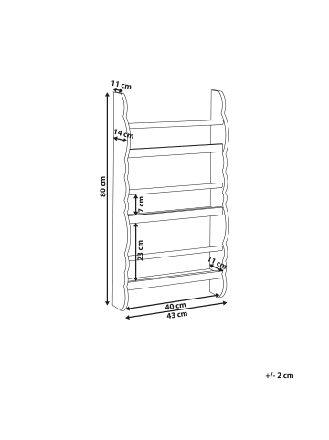 Beliani Bücherregal RIGOLET in Rosa/Braun - (W) 43 x (H) 80 x (L) 14 cm
