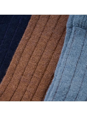 Minymo Kinder Socken "Wool Socks Rib 3-Pack" in Blau