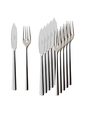 Villeroy & Boch 6er Set Fischbesteck Piemont silber in silber