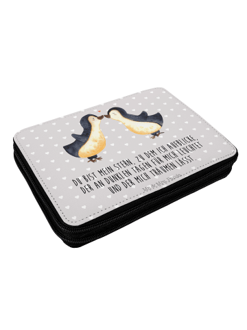 Mr. & Mrs. Panda Federmäppchen Pinguin Liebe mit Spruch in Grau Pastell
