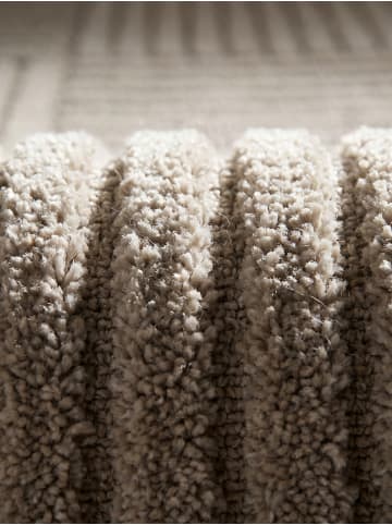 KADIMA DESIGN Hochflorteppich 3D Bögen Boho Waschbar Wohnzimmer in Beige