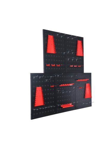 relaxdays 5 x Werkzeugwand mit 48-tlg. Zubehör in Schwarz/ Rot - (B)40 x (H)60 x (T)2 cm