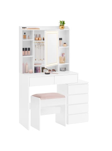 VASAGLE Schminktisch Kailyn in Weiß - (B)98.3 x (H)145 x (T)40 cm