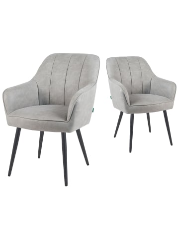 DUBI Möbel 2er-Set: Esszimmerstuhl Mika-Pia in Hellgrau - (B)60 x (H)87 x  (T)65 cm