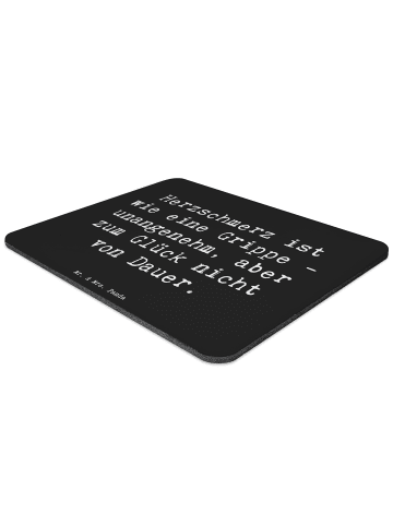 Mr. & Mrs. Panda Mousepad Spruch Herzschmerz Grippe mit Spruch in Schwarz