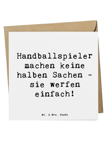 Mr. & Mrs. Panda Einladungskarte Spruch Handball Wurf mit Spruch in Weiß