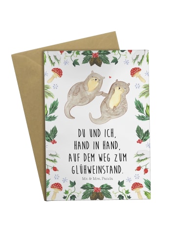 Mr. & Mrs. Panda babykarte Otter Glühweinstand mit Spruch in Weiß