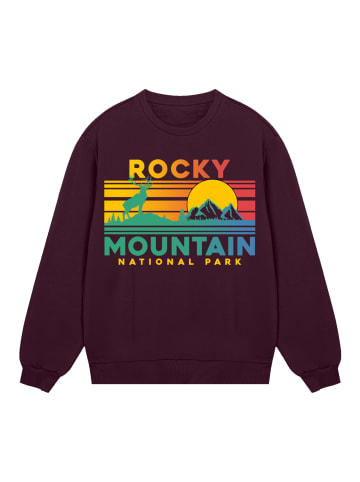F4NT4STIC Sweatshirt US National Parks Rocky Mountain Sunset in maroon