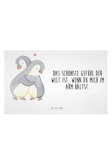 Mr. & Mrs. Panda Handtuch Pinguine Kuscheln mit Spruch in Weiß