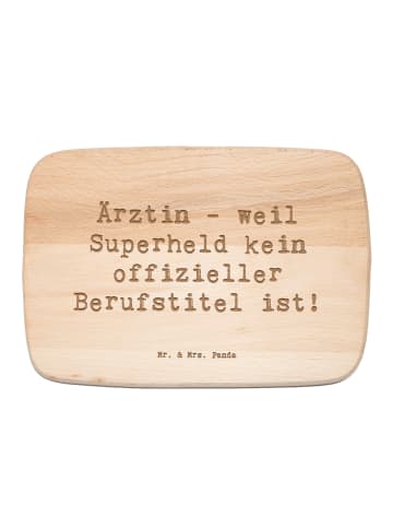 Mr. & Mrs. Panda Servierbrett Spruch Ärztin Superheld mit Spruch in Transparent