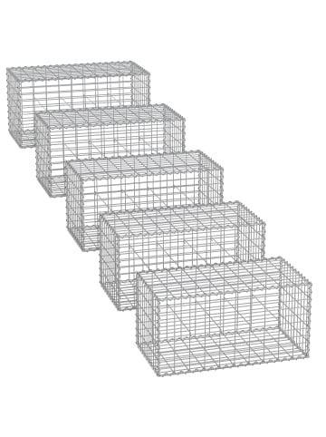 SONGMICS 5er-Set: Gabione in Silbern - (B)100 x (H)50 x (T)50 cm